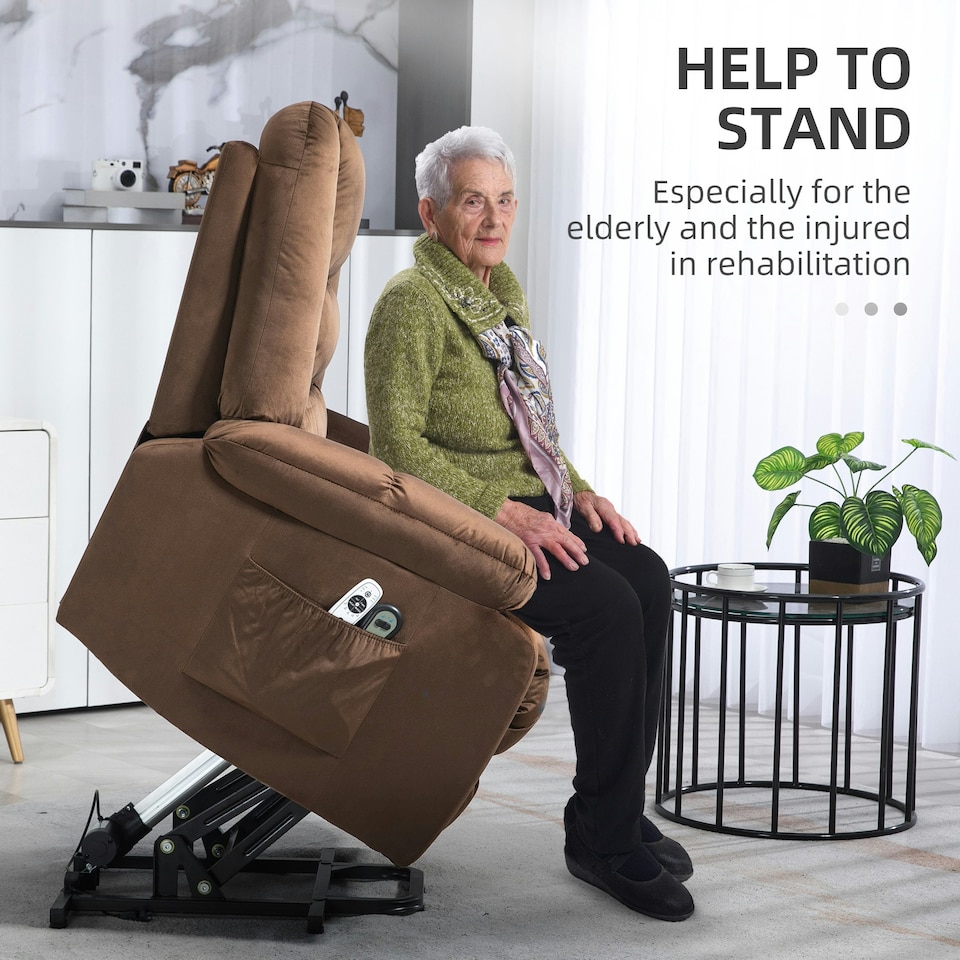 image 1 of HOMCOM Lift Chair with Vibration Massage, Heat, Quick Assembly, Brown Brown