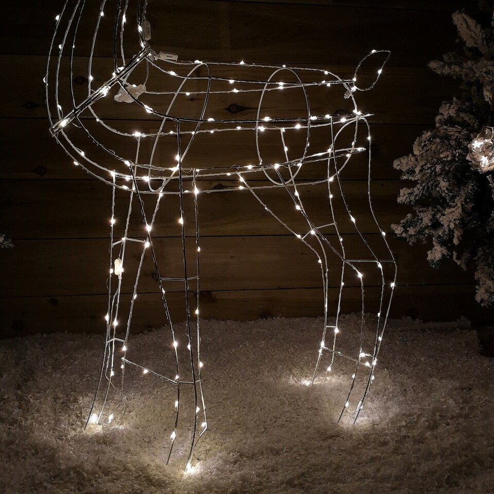 image 1 of 1.14m Outdoor Light Up Reindeer Christmas Decoration with Twinkling Warm White LEDs