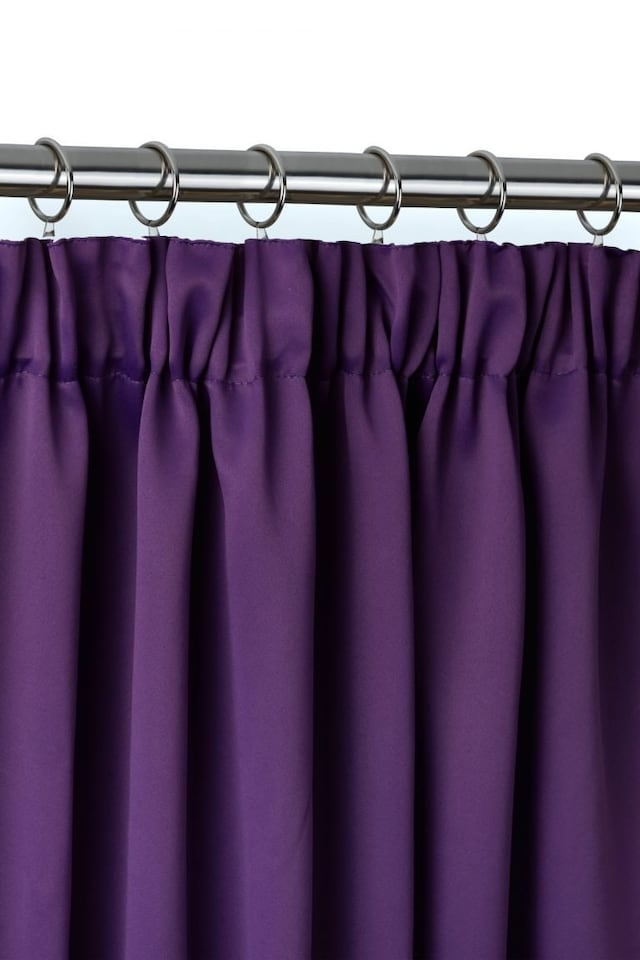 image 1 of Essential Woven Thermal Blackout Pencil Pleat Curtains 168cm x 228cm Amethyst | Purple | Purple
