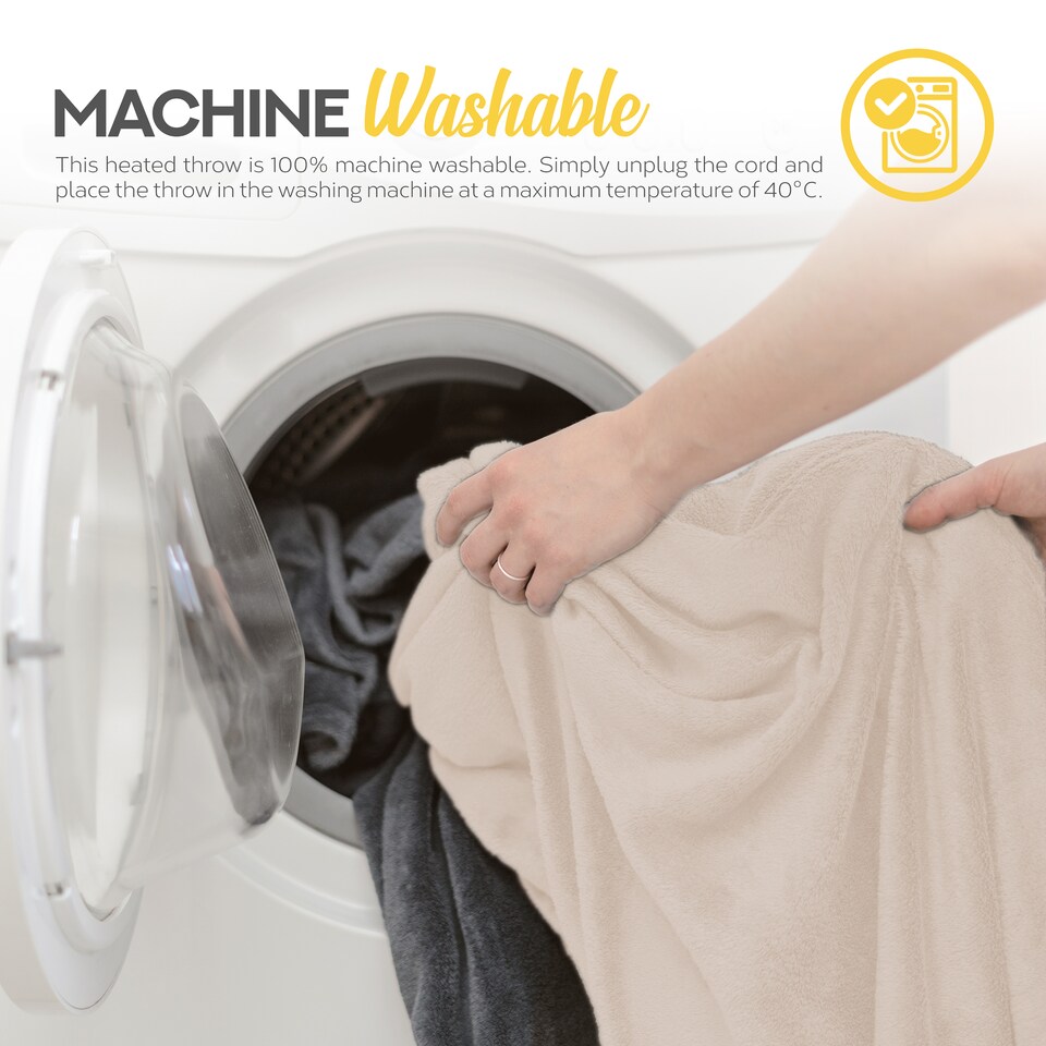 image 1 of Monhouse Heated Throw - Electric Blanket - Digital Controller - 9H Timer, 9 Heat Settings, Auto Shutoff - Single 130X160Cm | Cream | Beige Shearling | 1