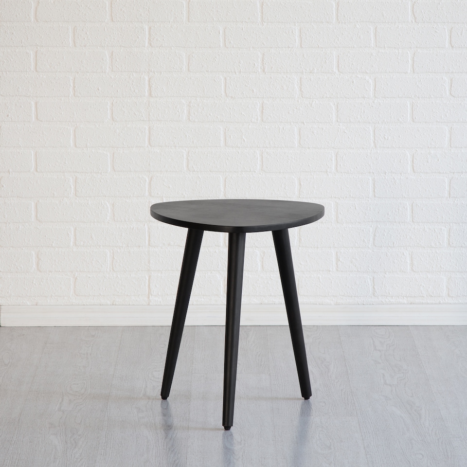 image 1 of MH London Tora Triangle Side Table, Mango Wood End Table with Tripod Legs