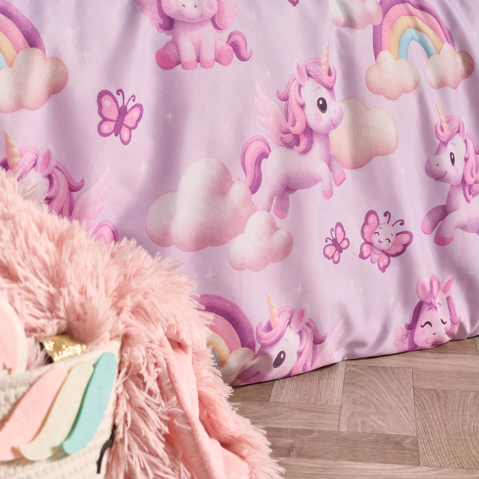 image 1 of OHS Kids Unicorn Microfibre Bedding Set Duvet Cover with Pillowcase | Purple | Lilac | Single