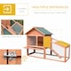 image 3 of PawHut Rabbit Hutch, 2 Tier Bunny House with Asphalt Roof, Ramp, tray, Green