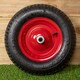 image 4 of Replacement 15" x 3.4" Pneumatic Heavy Duty Garden Wheelbarrow Wheel & Axel In Red