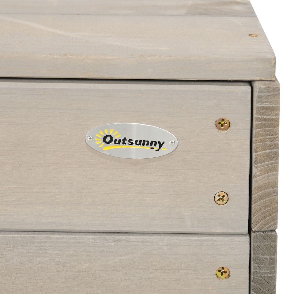 image 1 of Outsunny Kids Wooden Sandpit, Sandbox w Canopy, Seats, for Gardens - Grey