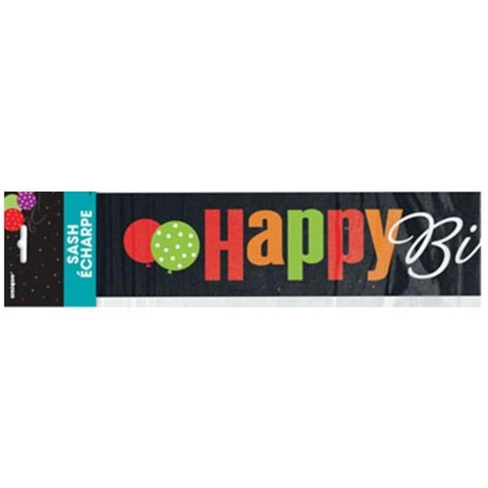 image 1 of Unique Party Happy Birthday To Me Satin Party Sash - Black/Multicoloured - One Size
