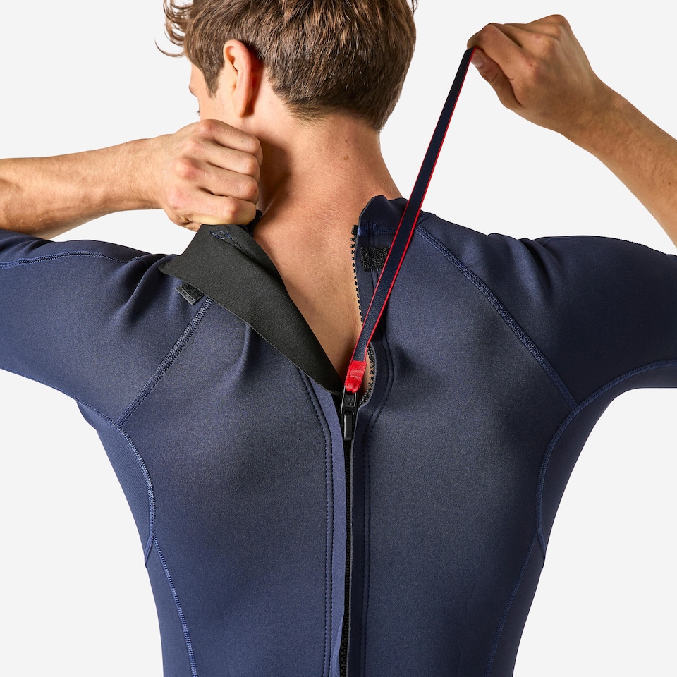 image 1 of Decathlon 100 men’s 1.5 mm neoprene Shorty Surfing wetsuit - navy blue