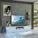 image 4 of TV Unit 180cm White Gloss Fronts White Matt Body with LED Base | White | One Size | 1