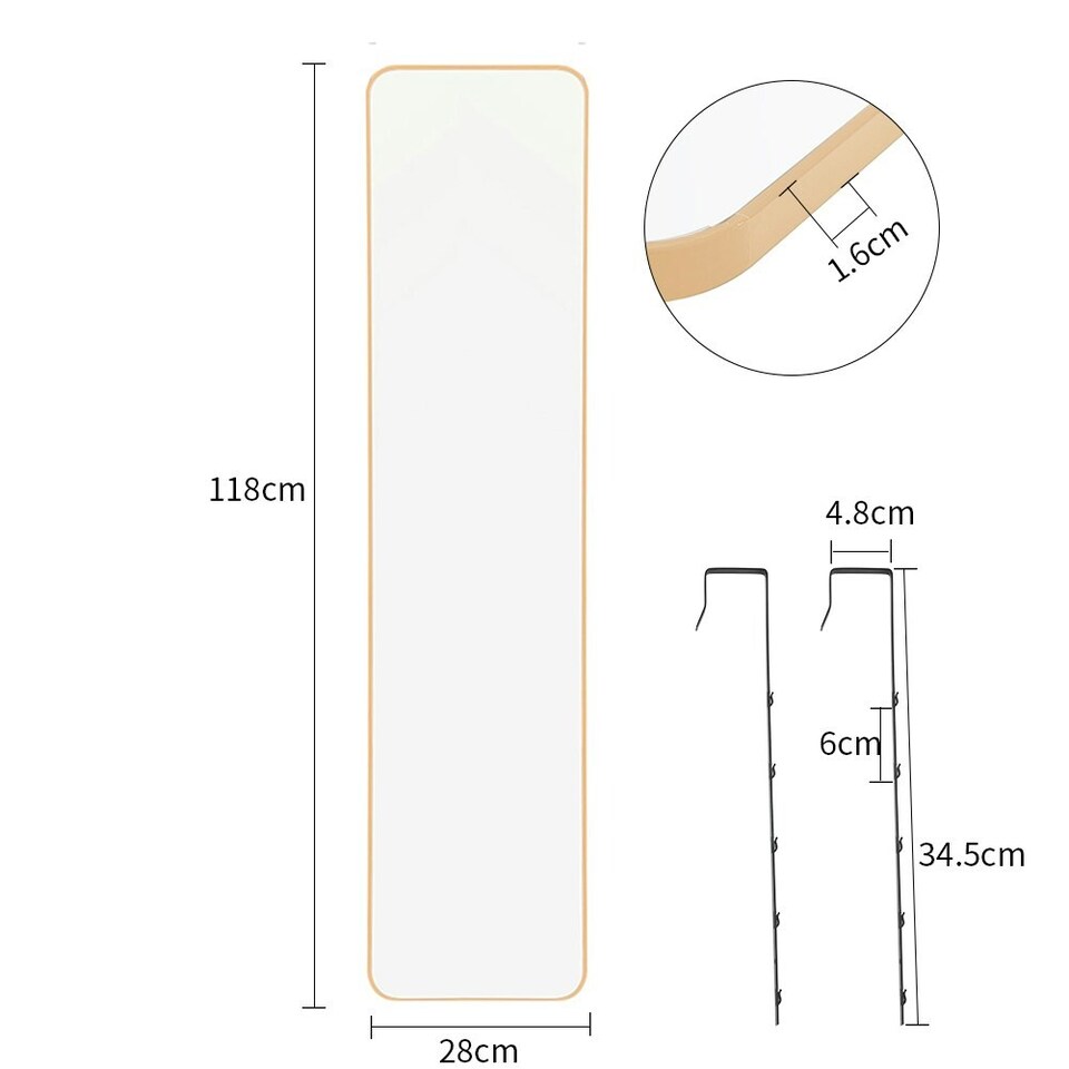 image 1 of Living and Home Full-Length Door Hanging Mirror with Rounded Corners | Yellow