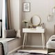 image 2 of HOMCOM Modern Dressing Table w/ 2 Drawers Round Mirror for Bedroom White