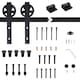 image 6 of HOMCOM 6.6ft Sliding Wood Barn Door Hardware Kits Track Industrial Style A Set Black