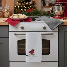 Velosso Robin 3 Pack Cotton Christmas Embroidered Tea Towels