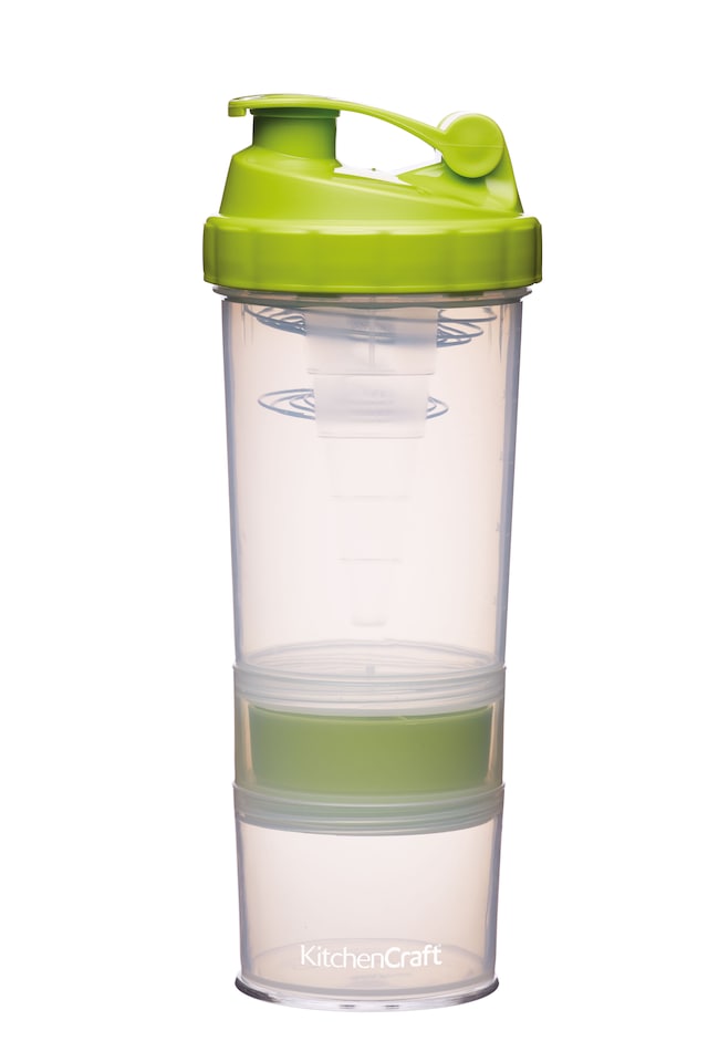 image 1 of KitchenCraft Protein Shaker Bottle Clear Plastic | Green | One Size