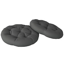 Outsunny Outdoor Seat Cushions Set of 2, Tufted Round Chair Pads, Dark Grey 