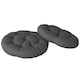 image 1 of Outsunny Outdoor Seat Cushions Set of 2, Tufted Round Chair Pads, Dark Grey 