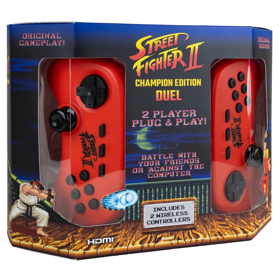 image 1 of Street Fighter II Duel Plug & Play TV Game with Wireless Controllers