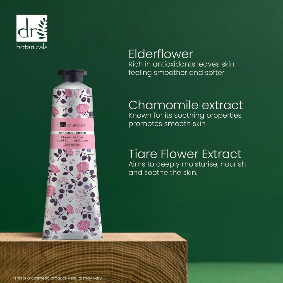 image 1 of Dr Botanicals Moroccan Rose Light Summer Cream 50ml Twin Value Savings Pack