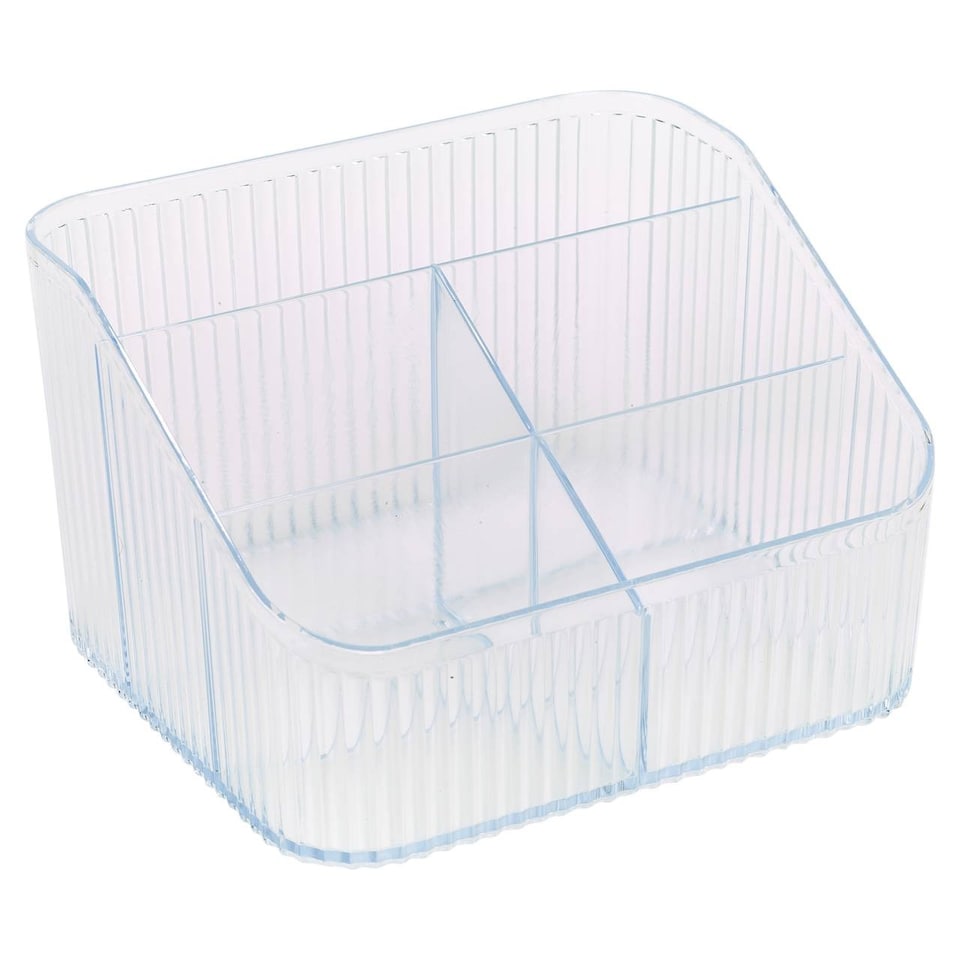 image 1 of Clear Plastic Makeup Organiser 6 Compartment Cosmetic Storage Holder | Clear | Clear | 1