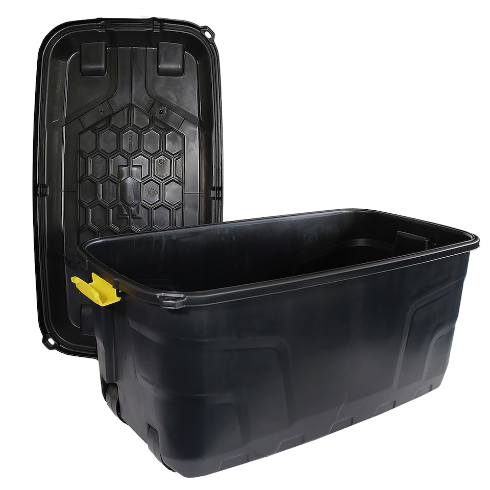 image 1 of Charles Bentley 2 x 145L Heavy Duty Trunk on Wheels - Black