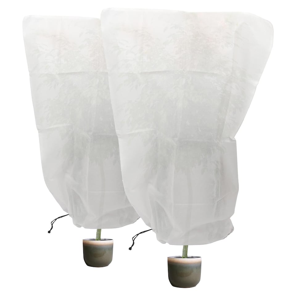 image 1 of Harbour Housewares Plant Fleece Frost Protection Covers with Drawstring - 1.2M x 1.8M - Pack of 2 | White | White