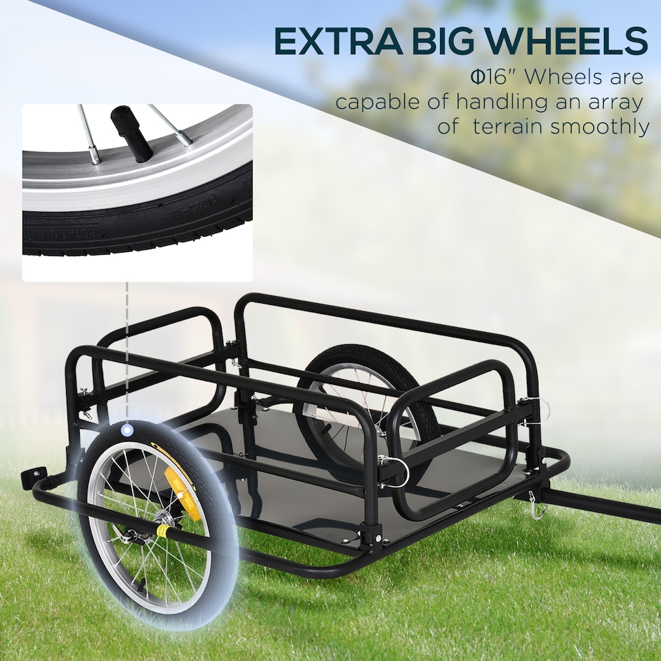 image 1 of HOMCOM Bicycle Cargo Trailer for Shop Luggage Storage Utility w/ Hitch