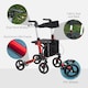 image 4 of HOMCOM Folding Rollator Walker with Seat and Backrest, Lightweight Walking Frame with Detachable Storage Bag, Dual Brakes, Adjustable Handle Height, 4 Wheeled Walker for Seniors, Handicapped, Red