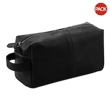 Quadra NuHide Faux Leather Washbag (Pack of 2) - Black - One Size Black