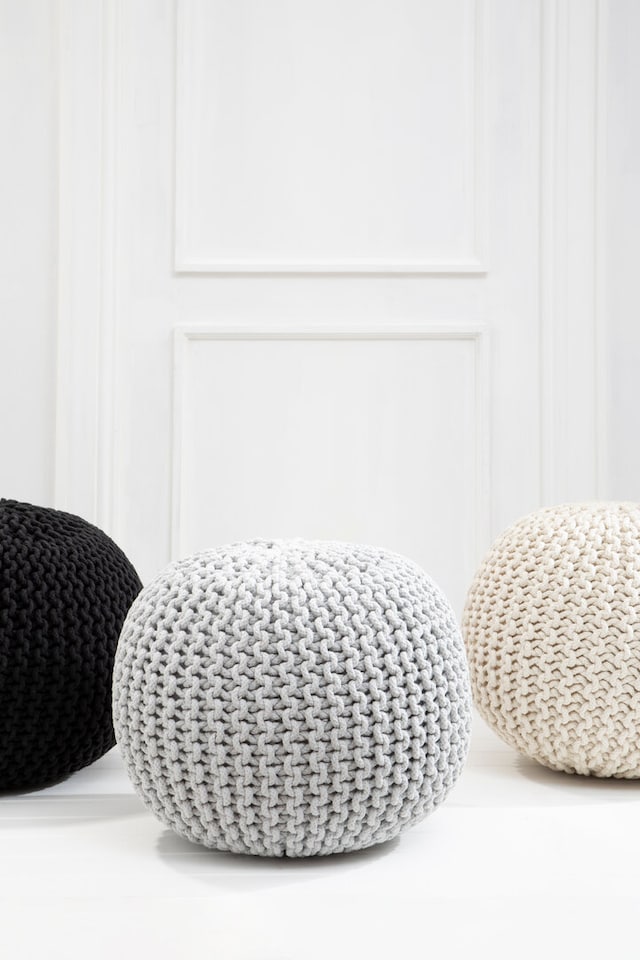 image 1 of Kids Grey knit Pouffe