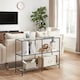 image 5 of 3-Tier Glass Console Table with Steel Frame, Hallway and Living Room Storage Table, Black