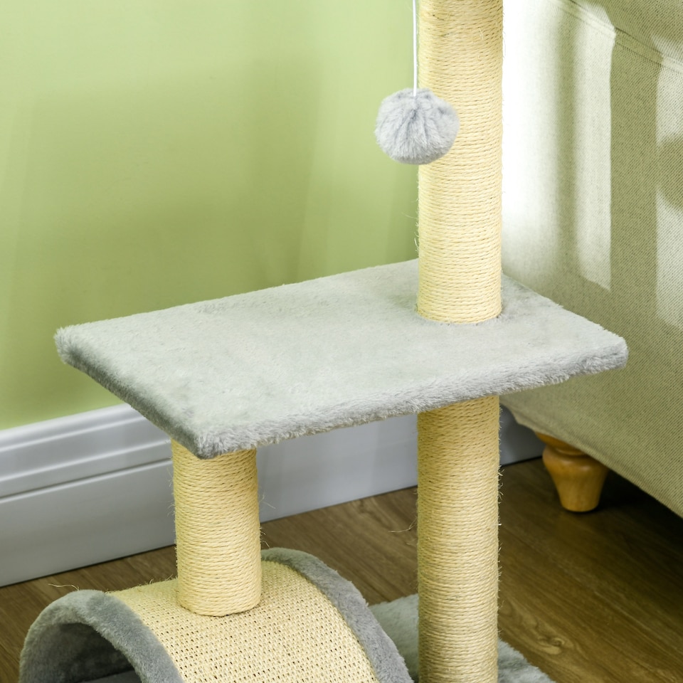 image 1 of PawHut 72cm Cat Tree Tower with Scratching Post Perch, Indoor