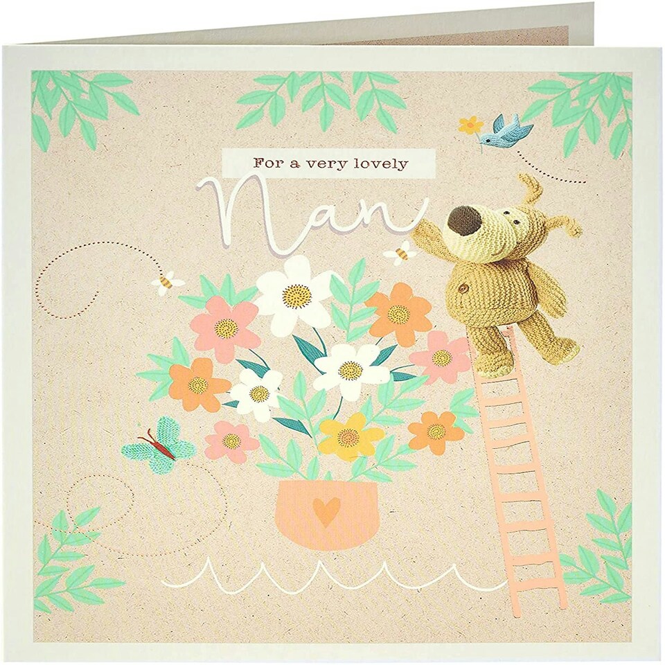 image 1 of Cute Boofle on Ladder Nan Birthday Card