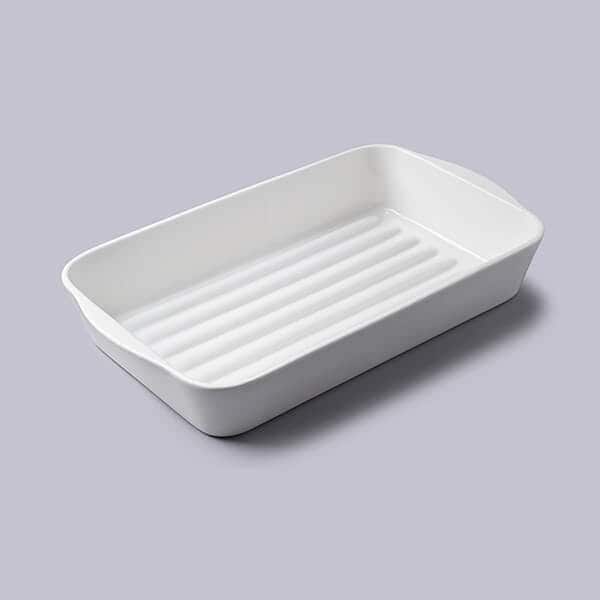 WM Bartleet & Sons Porcelain Rectangle Roasting Dish 34cm in White