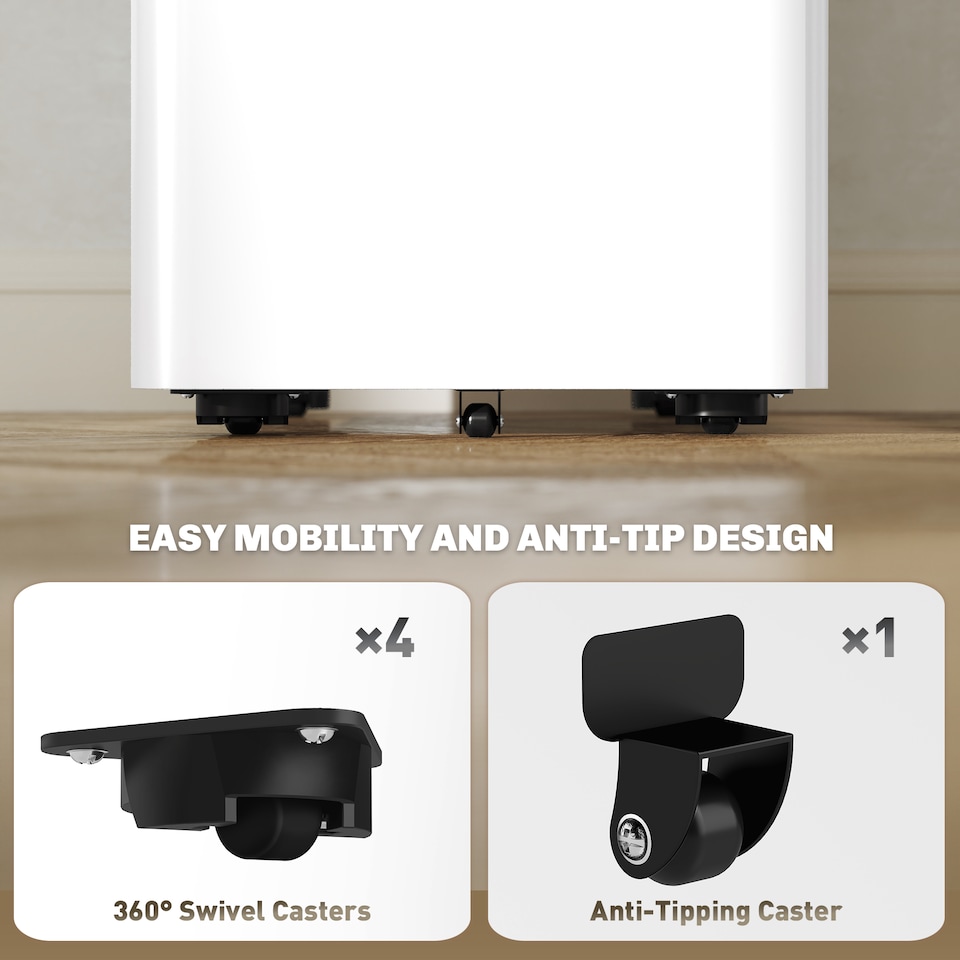image 1 of Vinsetto 3-Drawer Mobile Filing Cabinet, Lockable Metal File Cabinet with 5 Wheels for A4 Legal Letter Sized Documents, Hanging File Folders, Under Desk, Pre-Assembled Body, 30 x 45 x 59 cm, White | White | White