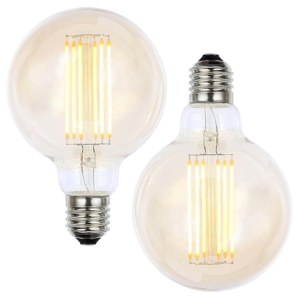 image 1 of BHS 2 Pack of 6 Watt LED ES E27 Vintage Filament Large Globe Bulb | Gold | Gold Tinted | 2