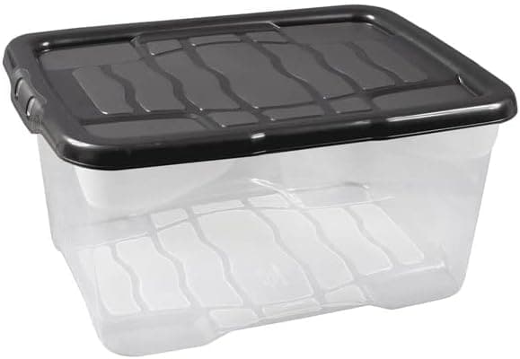 Strata 8 x 10 L Curve Plastic Stackable Storage Box & Lid - Clear