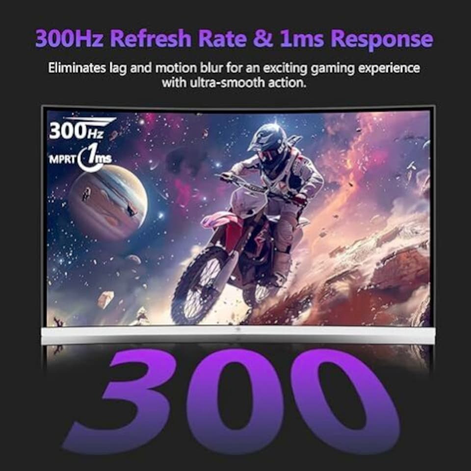 image 1 of Z-Edge 27 Inch Curved Gaming Monitor 300Hz 240Hz 1ms 1080P VA 1500R DP HDMI | White PC Monitor Full HD 1920x1080 16:9, 250cd/m² Brightness, 3000:1 Contrast, FreeSync, Crosshair, VESA Mountable