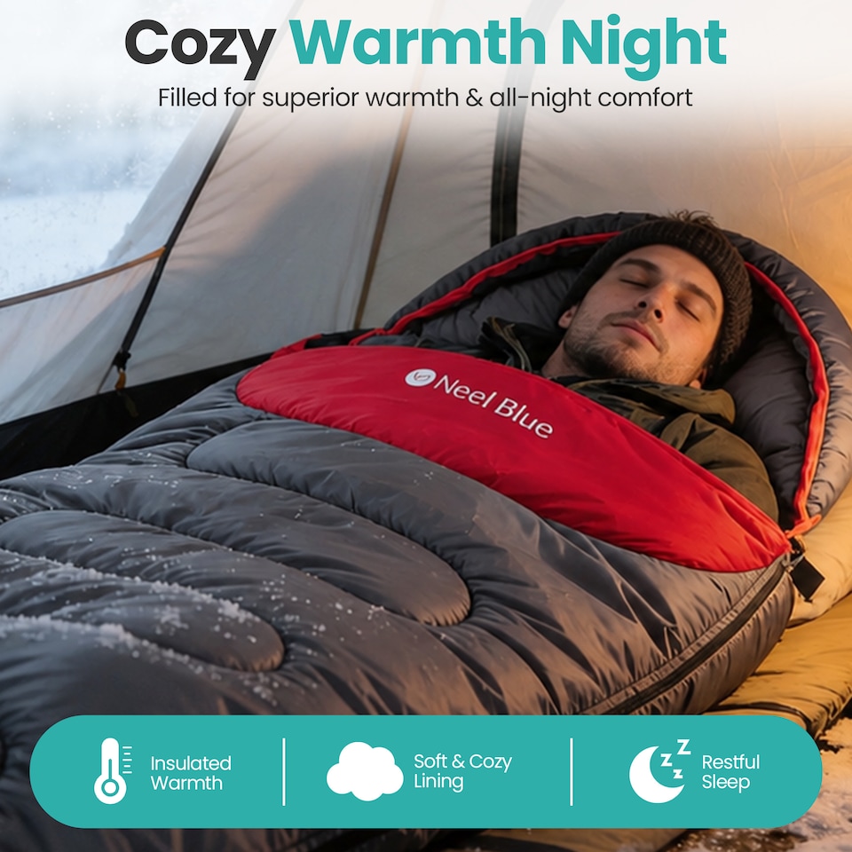 image 1 of 300GSM Sleeping Bag for Adults, Waterproof Camping Gear - 4 Season