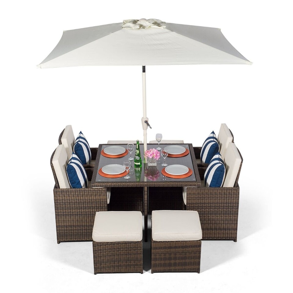 image 1 of Giardino 4 Seater Rattan Cube Dining Set | Brown | Brown