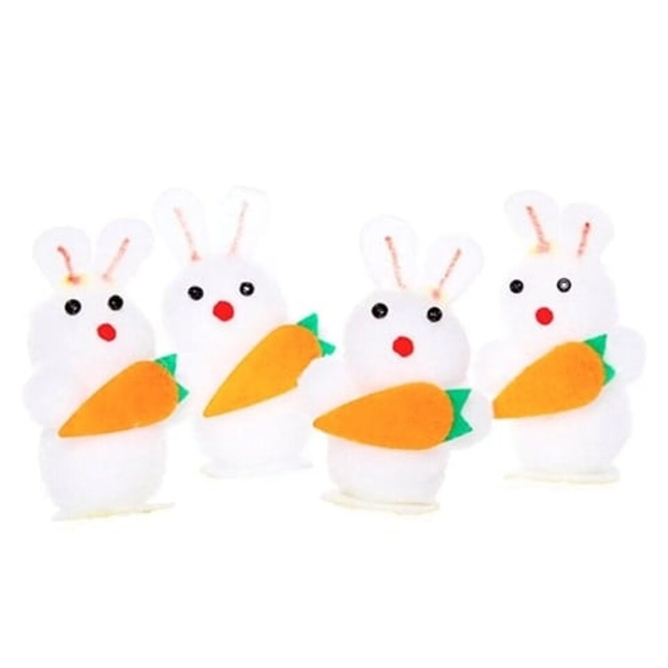 image 1 of Easter Bunnies with Carrots Decoration - Pack of 4