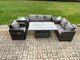 image 1 of Fimous Outdoor Rattan Furniture Garden Dining Set Patio Height Adjustable Rising lifting Table Reclining Chair Sofa With 2 Side Tables Dark Grey Mixed