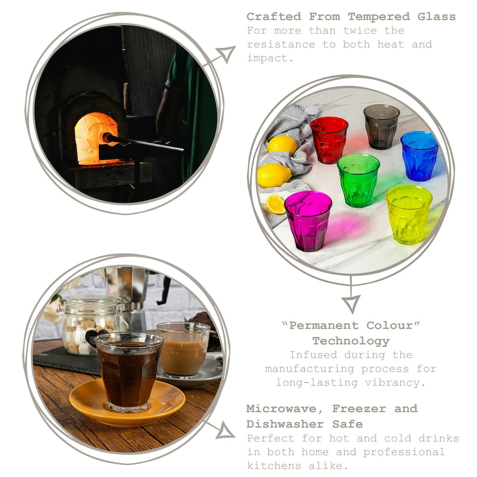 image 1 of Duralex 4pc Picardie Glass Tumbler Set - 250ml - Multicolour Multi