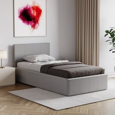Vida Designs Lisbon 3ft Single Ottoman Bed Storage Faux Leather, Grey, 90 x 190cm