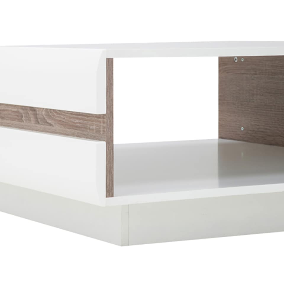 image 1 of Chelsea Living Small Designer Coffee Table in White with a Truffle Oak Trim