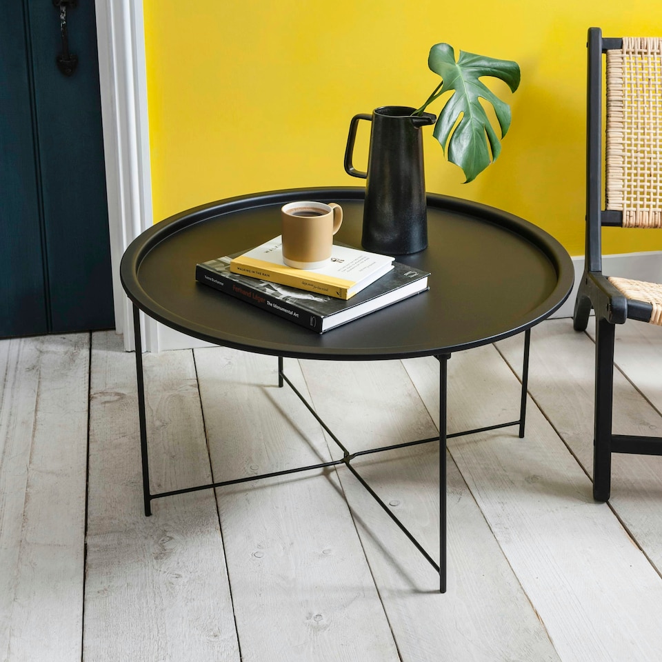image 1 of Bjarni Coffee Table Metal Side Table in Blush Pink Black