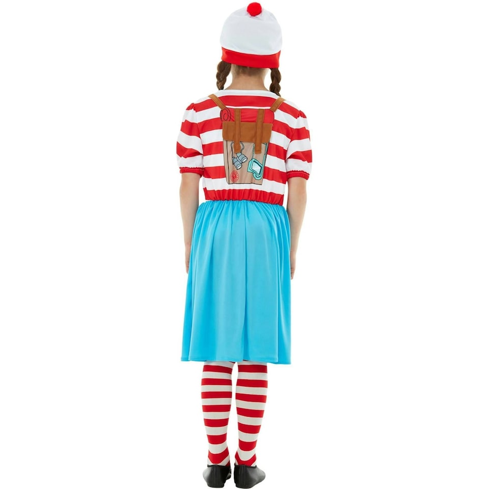 image 1 of Wheres Wally? Girls Deluxe Wenda Costume Set - White/Red/Blue - 7-9 Years | Multi | 7