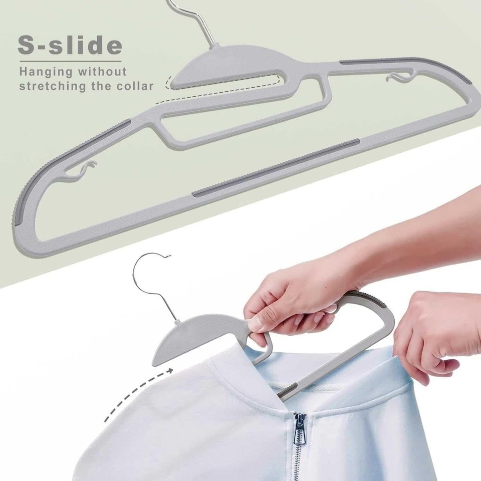 image 1 of Dyzi Plastic Coat Hangers Non Slip White Pack of 100