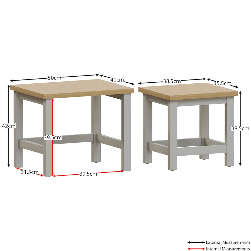 image 1 of Vida Designs Arlington Nest of Tables 2 Piece Set Nesting Sofa Bedside Side Table, Grey & Oak