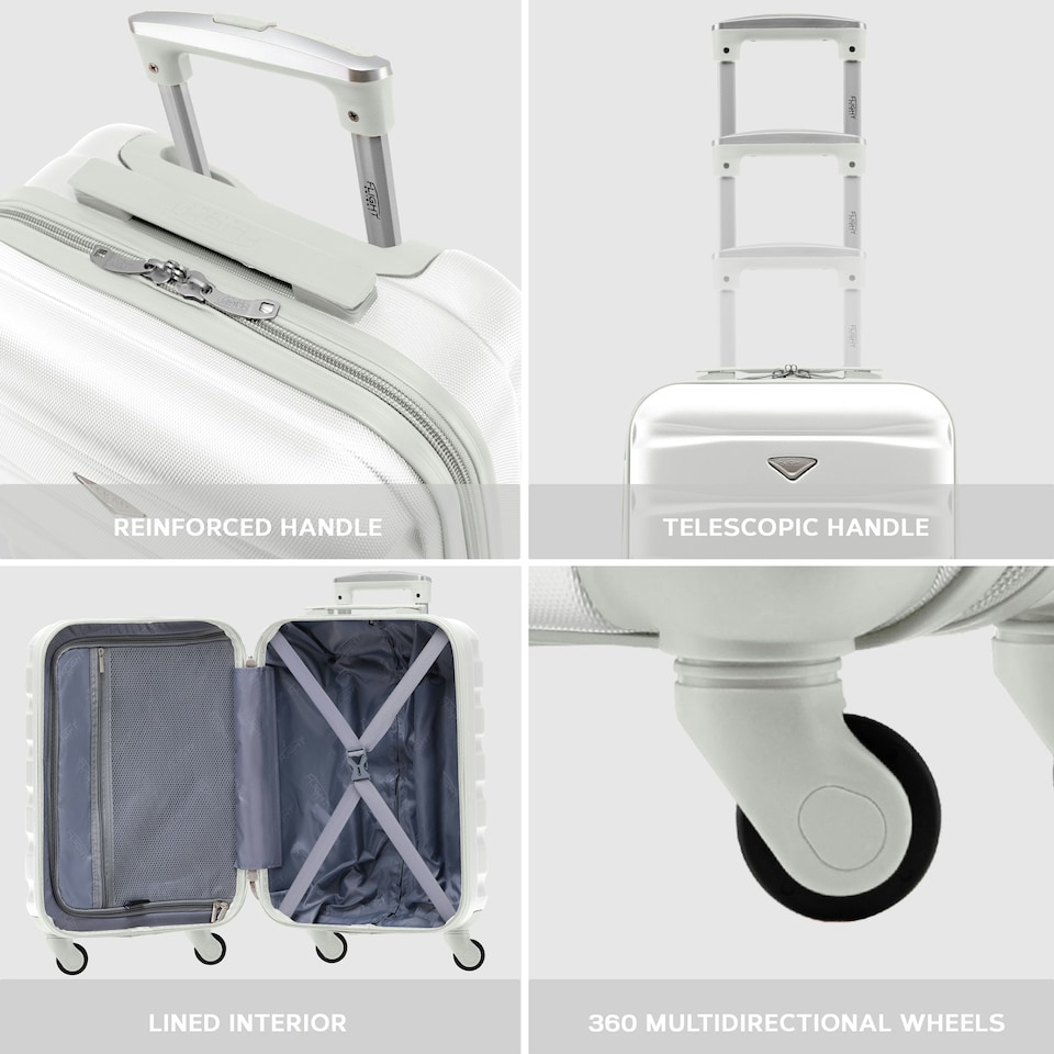image 1 of 55x35x20cm Carry On Cabin Hard Shell Suitcase - 100+ Airlines Approved Including EasyJet (Paid), British Airways, Ryanair (Priority), TUI White | White | Cabin Bag