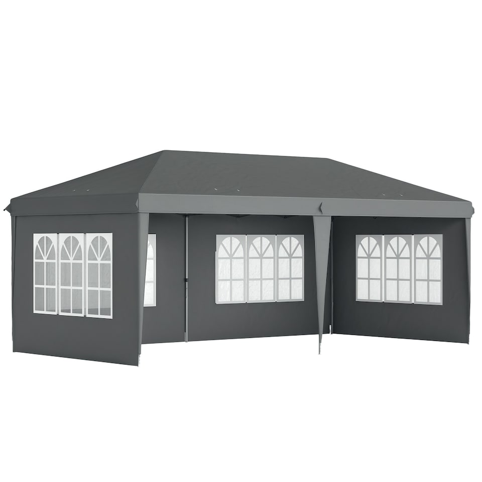 image 1 of Outsunny 3 x 6m Heavy Duty Gazebo Marquee Party Tent with Storage Bag Grey