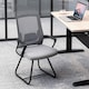 image 1 of HOMCOM Desk Chair No Wheels, Meeting Office Chair with Mesh Back, Lumbar Support, Metal Base and Armrests for Reception, Waiting Room, Conference Room, Dark Grey | Grey